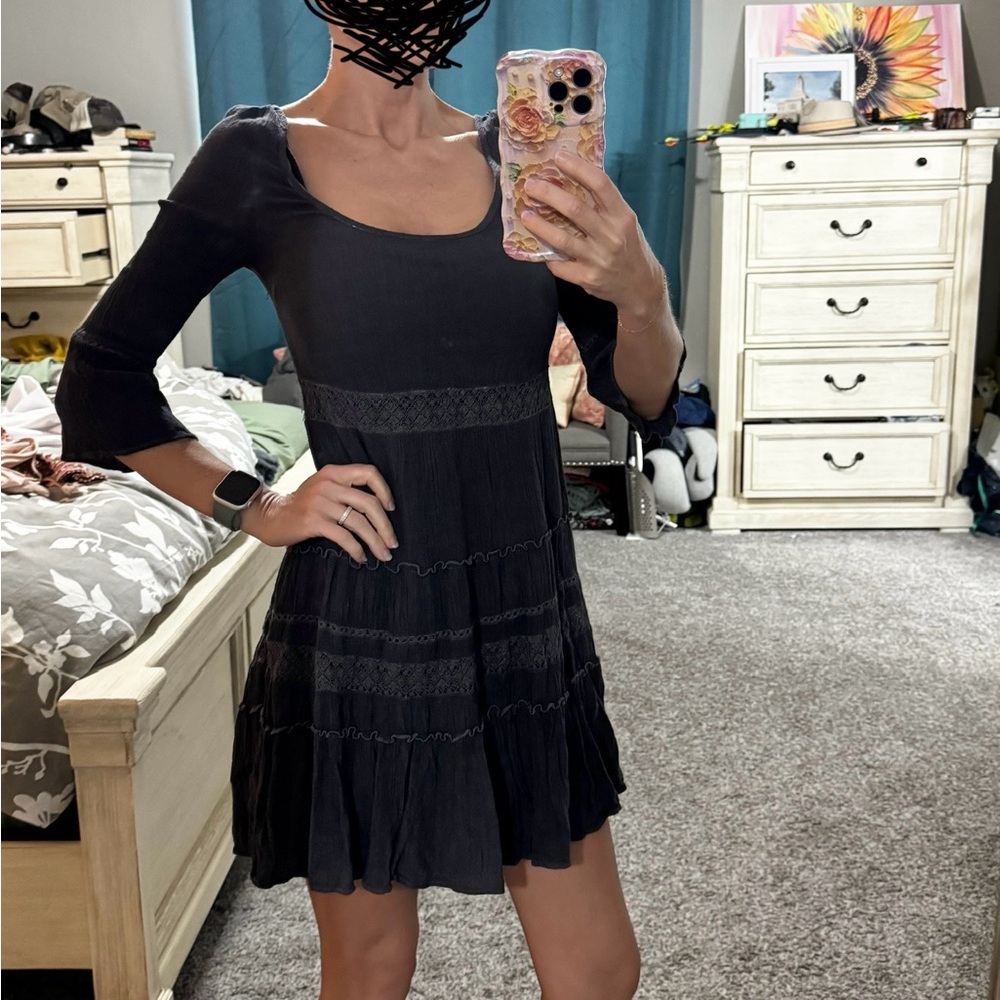 American Eagle Outfitters Navy Ruffled Tiered Sundress